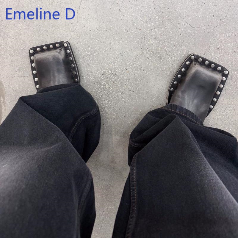 Unisex Square Toe Mule Slides  - Flip Flop Leather Men review and price