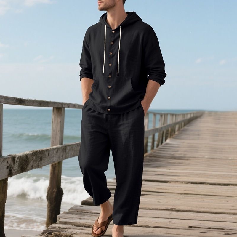 Men's Linen Beach Set Summer C - Linen Shirt Breathable review and price